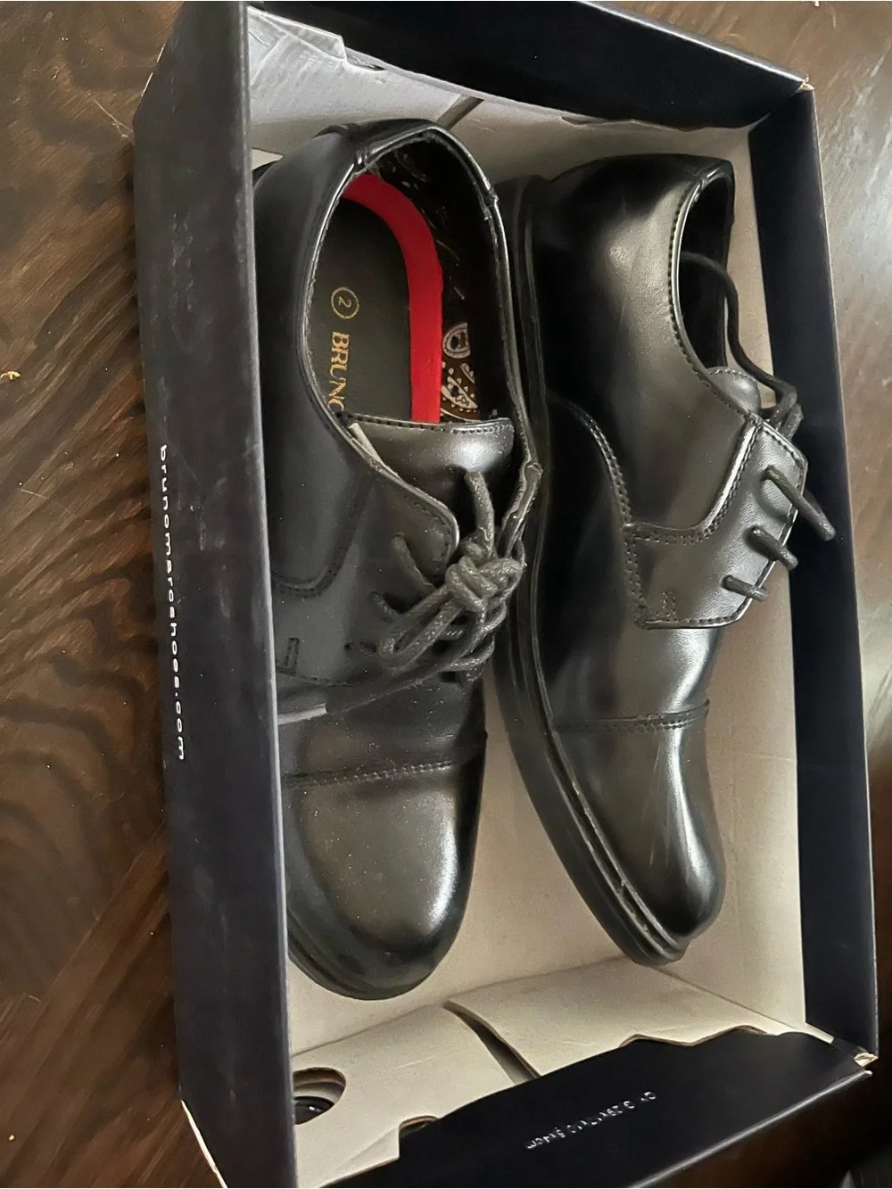 Boys Black Leather Lace-Up Dress Shoes